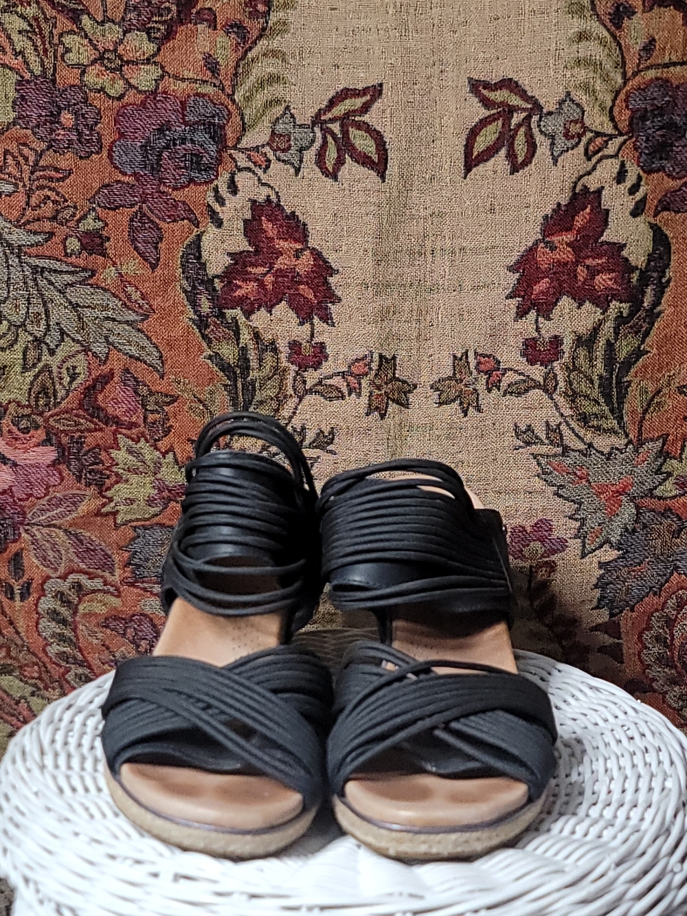 UGG Black Strappy Wedge Sandals | Boho Coastal Summer Platform Slides | Size 9 - Picture 4 of 5